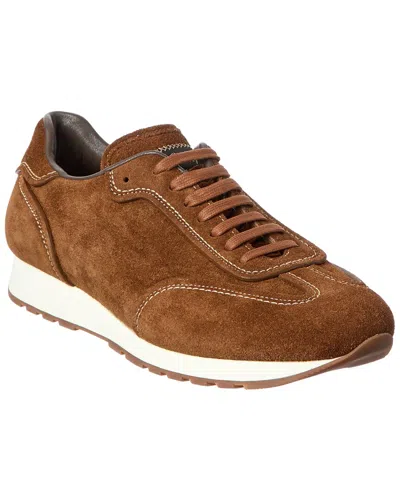 Brioni Suede Runner Sneaker In Brown