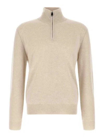 Brioni Cashmere Wool High Neck Zip Vest In Neutral