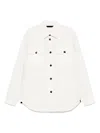 Brioni Long Sleeve Leather Jacket In White