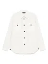 Brioni Long Sleeve Leather Jacket In White