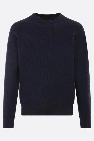 Brioni Cotton, Silk, And Cashmere Sweater In Blue