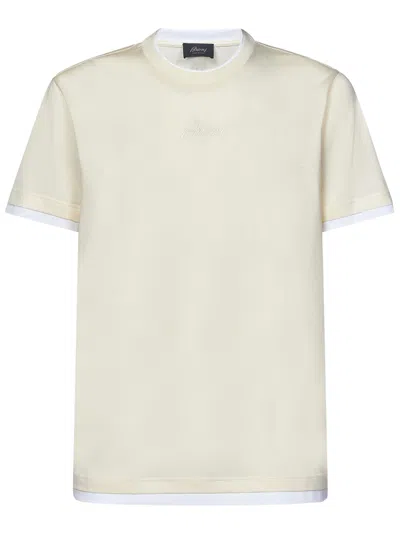 Brioni Navy And White Cotton T-shirt In Blue