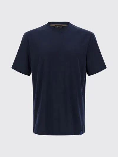 Brioni Gassed Cotton T-shirt In Blue