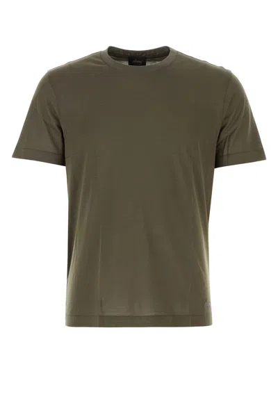 BRIONI BRIONI ARMY GREEN SILK BLEND T-SHIRT