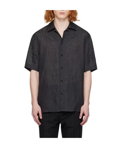 Brioni Tennis Tail Short-sleeved Shirt In Black