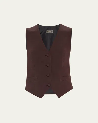 Brioni Tess Silk Waistcoat In Dk Brown
