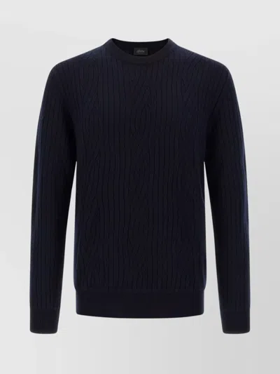 BRIONI TEXTURED CABLE KNIT CREW NECK SWEATER