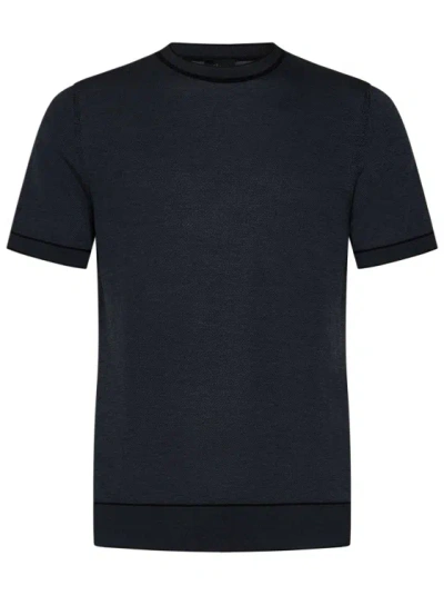 Brioni Textured Cotton Knit T-shirt In Blue