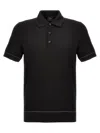Brioni Black Textured Polo In Black