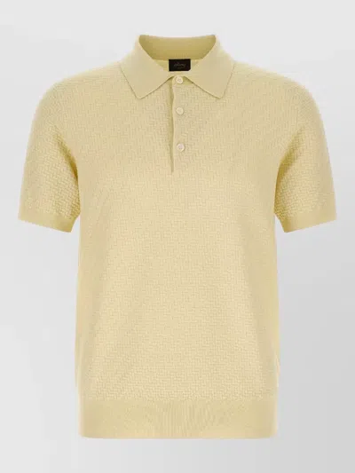 Brioni Textured Polo Shirt Short Sleeves Ribbed Finish In Neutral