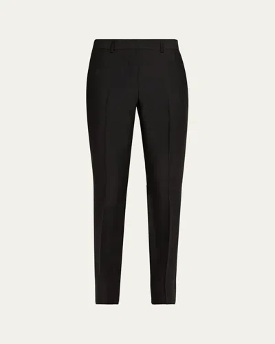Brioni Theta Silk-wool Slim-leg Ankle Trousers In Black