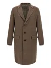 Brioni Notch Lapel Coat With Flap And Chest Pockets In Brown