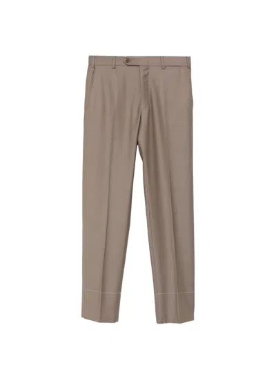 Brioni Tigullio Pressed-crease Tailored Trousers In Brown