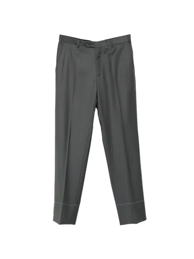 Brioni Tigullio Pressed-crease Tailored Trousers In Green