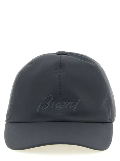 Brioni Tone-on-tone Embroidered Logo Baseball Cap In Gray