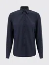 Brioni Long-sleeved Curved Hem Shirt In Blue