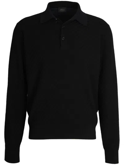 Brioni Trama Polo Shirt In Black