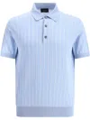 Brioni Striped Polo Sweater In Blue