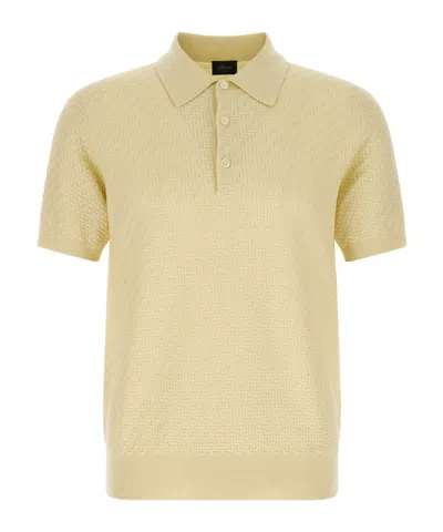 Brioni Trama Weave Polo In Yellow