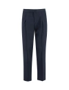Brioni Pressed-crease Concealed-fastening Tailored Trousers In Midnight Blue