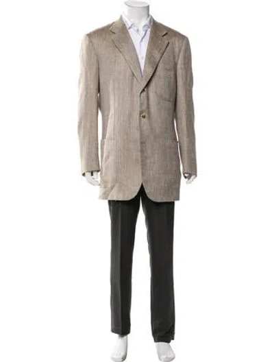Pre-owned Brioni Tweed Pattern Blazer In Brown