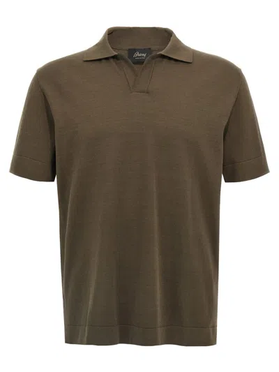 Brioni Brown V-neck Polo Shirt