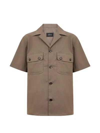 Brioni Vagabond Short-sleeved Overshirt In Brown