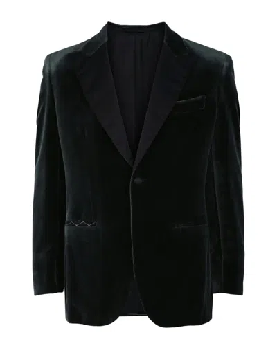 Brioni Velvet Silk-blend Smoking Jacket In Green