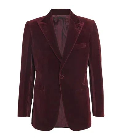 Brioni Velvet Single-breasted Blazer In Burgundy