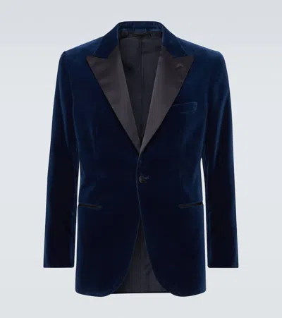 Brioni Velvet Tuxedo Jacket In Blue
