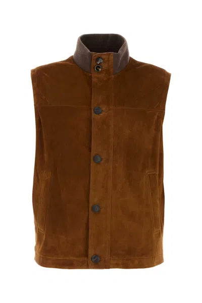 Brioni Vest Pd727 In Brown