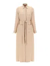 Brioni Silk Belted Dress In Neutral