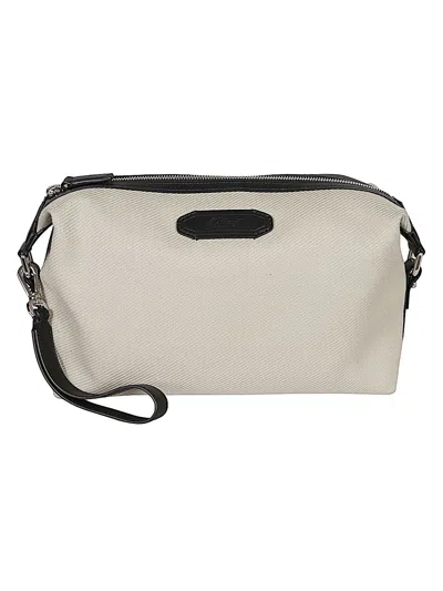 Brioni Via Veneto Canvas Pouch In Sand