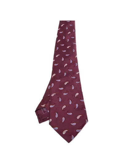 Pre-owned Brioni Vintage Paisley Silk Tie In Red