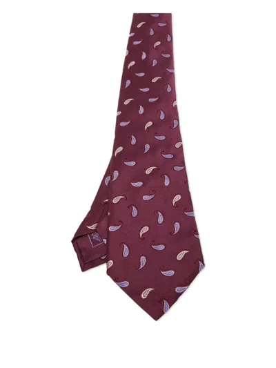 Pre-owned Brioni Vintage  Paisley-embroidered Tie In Red