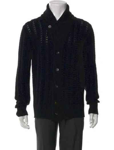 Pre-owned Brioni Virgin Wool Collar Cardigan W/ Tags In Black