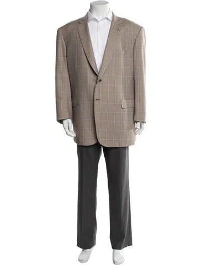 Pre-owned Brioni Virgin Wool Plaid Print Blazer In Neutrals