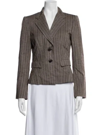 Pre-owned Brioni Virgin Wool Striped Blazer In Gray