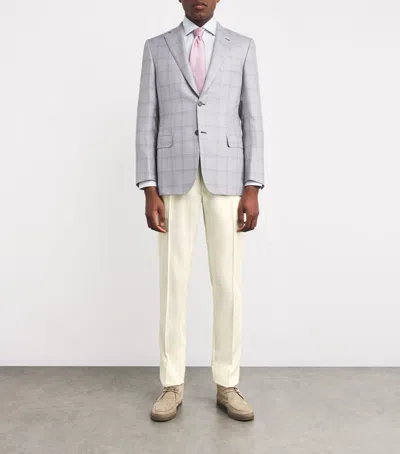 Brioni Virgin Wool Twill Melbourne Trousers In Ivory