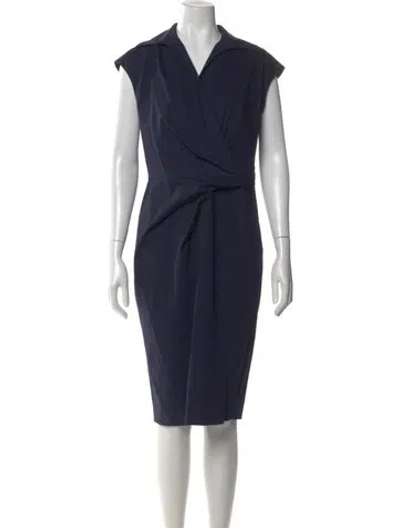 Pre-owned Brioni V-neck Knee-length Dress In Blue