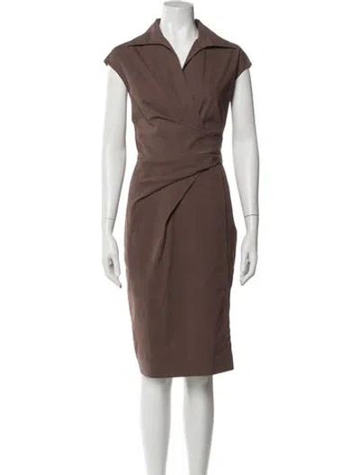 Pre-owned Brioni V-neck Knee-length Dress In Brown