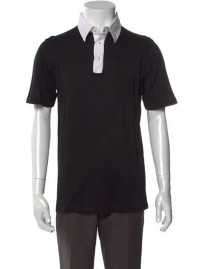 Pre-owned Brioni V-neck Short Sleeve Polo Shirt In Black
