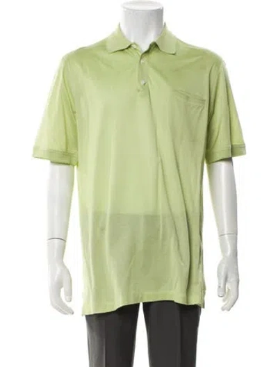 Pre-owned Brioni V-neck Short Sleeve Polo Shirt In Green