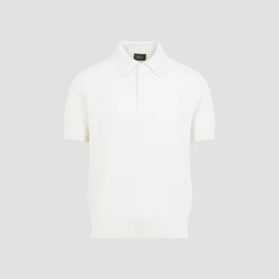 Brioni Waffle-knit Polo Shirt In White