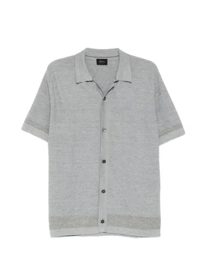 Brioni Waffle-knit Short-sleeve Shirt In Multi