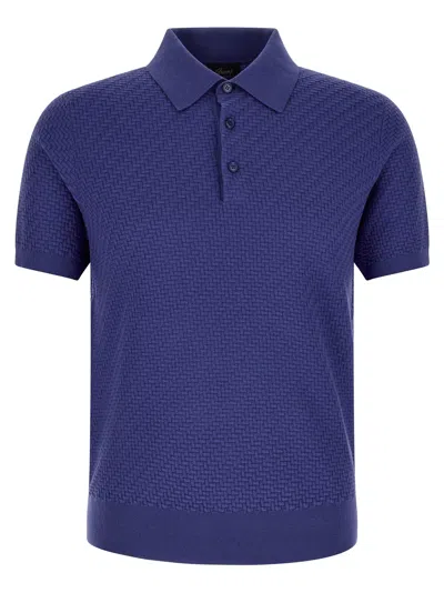 Brioni Weaving Plot Polo Blue