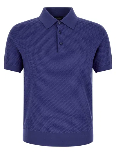 Brioni Weaving Polo Plot In Blue