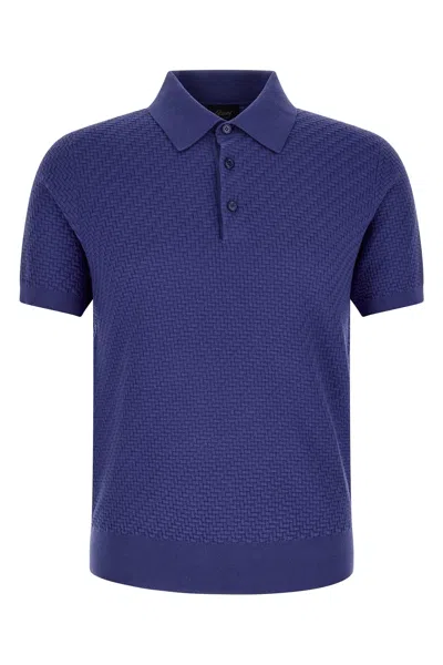 Brioni Weaving Polo Plot In Blue