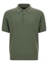 Brioni Textured Polo Shirt Collar Ribbed Cuffs Hem In Green