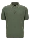 Brioni Textured Polo Shirt Collar Ribbed Cuffs Hem In Green